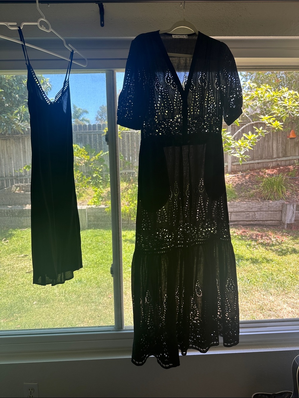 Black Eyelet Midi Dress - Unbranded